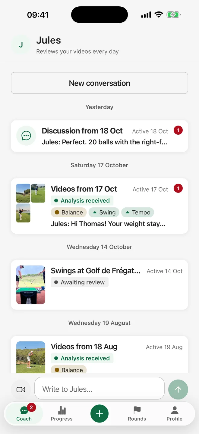 For the Real app screen: chat with your coach
